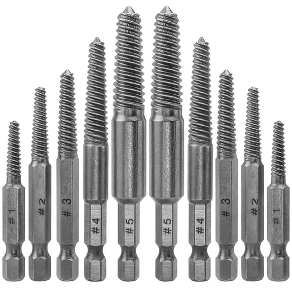 KASIU 10Pcs Broken Screw Extractor Set, Stripped Screw Remover Drill Bit Kit I 1/4 Inch Hex Shank Easy Out Damaged Bolt Removal Tool Screw Extractor Set
