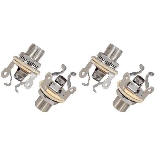 2pcs 1/4 Pulgadas 6.35 Mm Entrada Estéreo El Enchufe La Guitarra (plata)