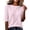 Pink, variant on Domzest Womens Plaid Half Sleeve Tops Crew Neck Elbow Length Loose Fit Shirts Dressy Casual Summer Fall Lightweight Basic Blouse Pink S