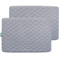 thumbnail image 3 of Sábana para protector impermeable acolchado Pack and Play, paquete de 2 fundas de colchón premium de 39 x 27 pulgadas, compatible con Graco Pack n Play u otro colchón Playard, minicuna portátil, gris, 3 of 4
