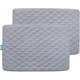 thumbnail image 3 of Sábana para protector impermeable acolchado Pack and Play, paquete de 2 fundas de colchón premium de 39 x 27 pulgadas, compatible con Graco Pack n Play u otro colchón Playard, minicuna portátil, gris, 3 of 4