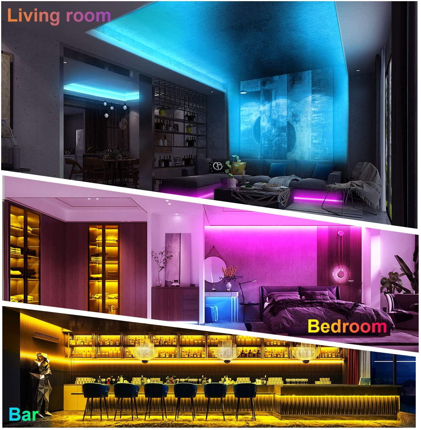 40 Feet Led Strip Lights Vilsom Smart App Control With Remote Music Sync Led Lights For Bedroom Room Ceiling Party Home Decoration With Smd 5050led 16 Million Colors Rgb Light Strip Bias