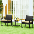 thumbnail image 2 of Renwick 3-Piece Patio Set Rattan Chairs & Table for Outdoor, Black/Khaki, 2 of 8