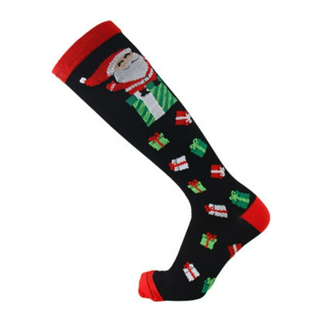 1 par de calcetines de estilo navideño para hombres y mujeres, bonitos calcetines deportivos a la moda, calcetines hasta la rodilla antifatiga, Accesorios de calzado Caja de regalo de Navidad S/M Minnieouse AP012322-25