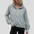 thumbnail image 2 of Godom Womens Sweatshirt Cropped Fleece Sweatshirts 2025 Fall Fashion Quarter Zip Pullover Long Sleeve Tops Winter Clothes, 2 of 6