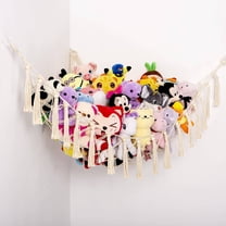 WSBArt Toy Hammock for Stuffed Animals Corner Hanging Net Macrame Organizer Pet for Storage Display Plush Holder Boho Decor for Nursery Playroom Bedroom Kids Room