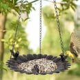 thumbnail image 3 of sruoe Bird Feeder, Hanging Bird Feeder Tray, Bird Feeders Outdoor, Cardinal Bird Feeder, Hopper Feeder, Small Large Bowl Wild Bird Feeders for Garden Decor, Iron, 3 of 7
