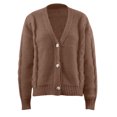 thumbnail image 5 of ATOYSOY Cable Knit Sweater Womens Casual Long Sleeve Cardigan Sweater Button V Neck Loose Tunic Tops Winter Clothes Trendy Brown XL, 5 of 6