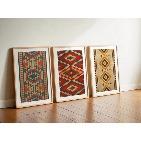 Rustic Southwest Prints Retro Southwestern Art Native Wall Decor Outdoorsy Cabin Wall Art for Hunter Set 3 Unframed Paper Print 8x12