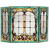 CHLOE Lucian Tiffany-style 3pcs Folding Victorian Fireplace Screen 44x28