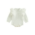 thumbnail image 1 of ZAXARRA Newborn Baby Girls Sweater Jumpsuits Solid Color Knitted Ruffle Long Sleeves Romper for Infant Toddler, 1 of 8