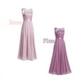 thumbnail image 6 of Raenseen Women's Crochet Lace Chiffon Wedding Bridesmaid Dress Maxi Dress Evening Gowns Dusty Rose 12, 6 of 8