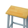 thumbnail image 5 of Set of Two 25.6 Inch Tall Solid Wood Bar Stools with Footrests, Grey Blue Finish, for Kitchen Island or Dining Room Seating, 5 of 7