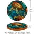 thumbnail image 3 of Turtle Set of 6 Round Microfiber Leather Coasters, 11x11 cm/4.3x4.3 in - Absorbent Drink Mats for Table Decor, Bottom - Stylish and Durable Cup Holders for Home and Office Use, 3 of 6