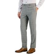 Tallia Men's Slim Fit Plaid Wool Suit Dress Pants Brown 34 x 30