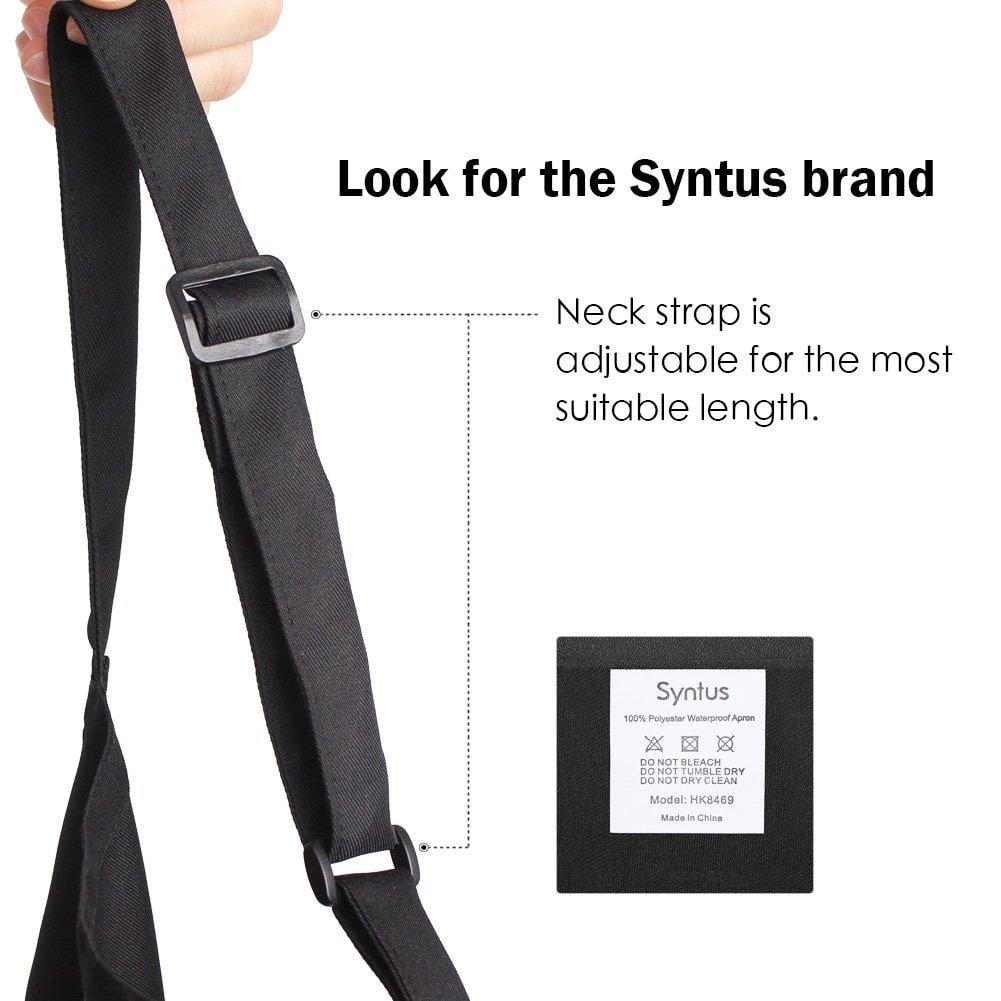 Syntus 2 Pack Adjustable Bib Apron Waterdrop Resistant with 2 Pockets Cooking Kitchen Aprons for Women Men Chef Black 