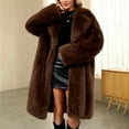 thumbnail image 5 of QSAWXQZ Women's Long Faux Fur Coat Long Sleeve Open Front Lapel Collar Shaggy Jacket Winter Warm Outerwear Brown 2XL, 5 of 9