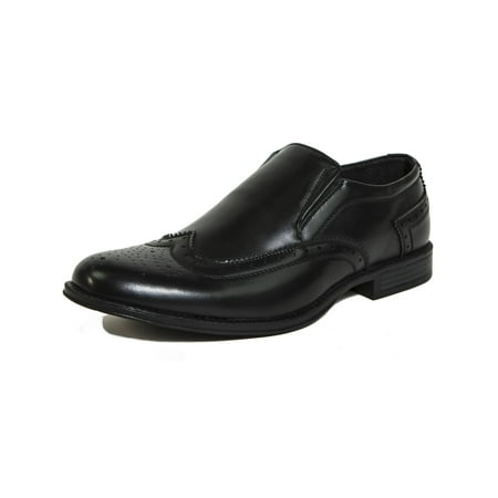 Black Signature Loafers Shoes - Alpine Swiss Basel Mens Wing Tip Dress Shoes Brogue Medallion Slip On Loafers