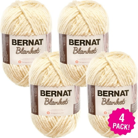 Bernat Chunky Yarn - Bernat Blanket Big Ball Yarn - Vintage White, Multipack of 4