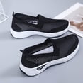 thumbnail image 5 of Women's Mesh Walking Sneakers Lightweight Breathable Workout Shoes Elderly Slip on Summer Casual Tennis Shoe wirh Arch Support Black Size 6.5, 5 of 7