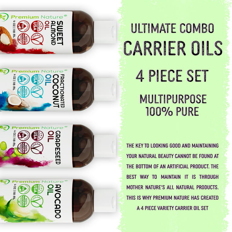 Carrier Oils For Essential Oil 4 Piece Variety Pack Gift Set Best Carrier  Oil for Essential Oils Mixing for Skin Best Oils for Stretch Mark Dry Skin