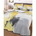 thumbnail image 3 of Quilts King Size, Yellow Gray Soft Comforter Bedding Set for Bed, Modern Oil Painted Abstract Geometric Lightweight Quilted Bedspread with Pillow Cover(2 Pieces) for All Season, 96x106 Inch, 3 of 6