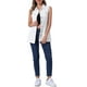 thumbnail image 2 of Chaleco de mezclilla sin mangas para mujer INSPIRE CHIC, con botones, de longitud media, casual, talla XL, blanco, 2 of 6