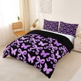 thumbnail image 3 of Erosebridal Black Purple Queen Duvet Cover Set for Girls, Butterfly Bow-Tie Bedding, Black Reversible, 1 Duvet Cover and 2 Pillowcases (No Comforter), 3 of 5