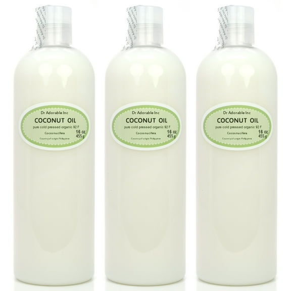 Dr. Adorable - 100% Pure Coconut 92 F Oil Organic Cold Pressed Refined Moisturizing Oil For Face Skin Hair - 48 oz