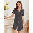 thumbnail image 3 of Ekouaer Nightgowns for Women Button Down Nightshirt Short Sleeve V Neck Nightdress Classic Boyfriend Sleepshirt, 3 of 5