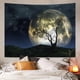 thumbnail image 3 of Tapiz para colgar en la pared con silueta de árbol de luna llena, cielo nocturno, 3 of 3