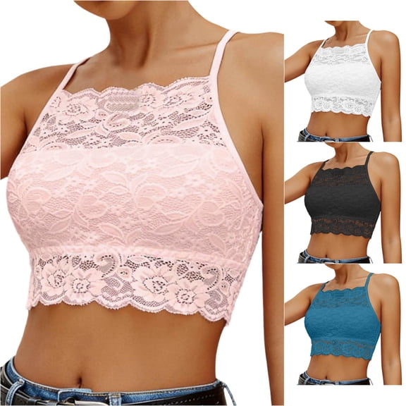ChoXxx Women's Lace Crop Top Pink S