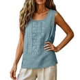 thumbnail image 7 of Womens Linen Embroidered Tank Tops 2026 Trendy Summer Casual Loose Fit Crewneck Sleeveless Shirts Fashion Ladies Blouses, S, 7 of 7