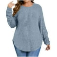 thumbnail image 3 of XUNKUSGA Plus Size Sweaters For Women Crewneck Long Sleeve Hem Slit Sweatshirt For Women Trendy Loose Ribbed Knit Pullover Going Out Tops For Women L-5XL, 3 of 8