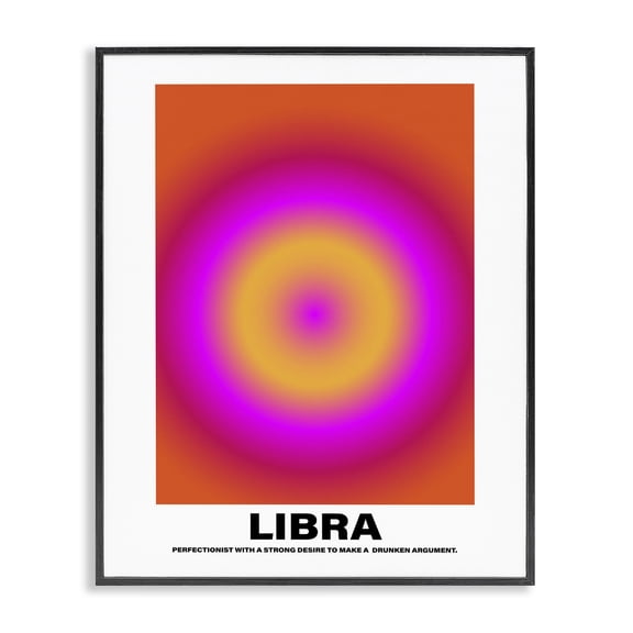 Stupell Industries Funny Libra Astrology Abstract Painting Black Framed Art Print Wall Art, 11 x 14
