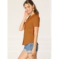 thumbnail image 4 of Camisa De Manga Corta Allegra K Suave Con Botones Y Cuello Peter Pan Naranja quemada S, 4 of 6