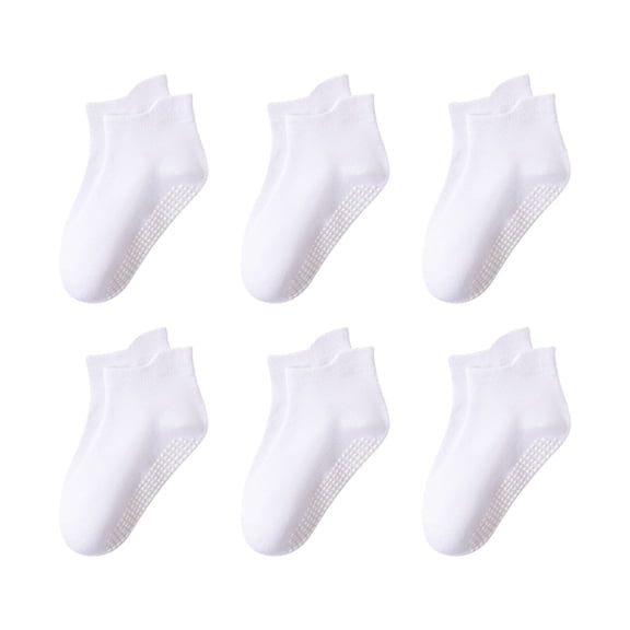 WREESH Boys Girls Toddler Slipper Socks, 6 Pair Summer Comfort Mid Tube Above-Ankle Socks for Newborn Baby White