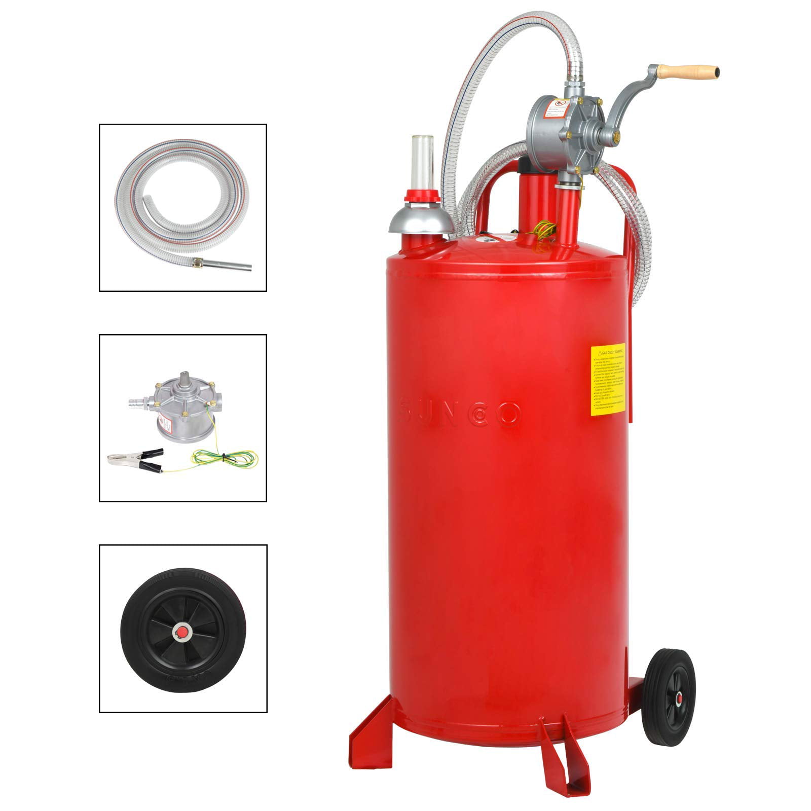 20 Gallon Gas Caddy Tank Oil Pump & Hose Fuel Storage Gasoline Fluid Diesel Red 