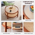 thumbnail image 3 of 2-Tier Round Rattan Coffe Table with Tempered Glass Tabletop for Living Room Dining Room Bedroom, 3 of 10