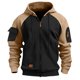 thumbnail image 1 of Ceisia Men's Long Sleeve Jacket Drawstring Full-Zip with Kanga Pocket Color Block Sweatshirts Casual Hoodies Khaki L Gift, 1 of 5