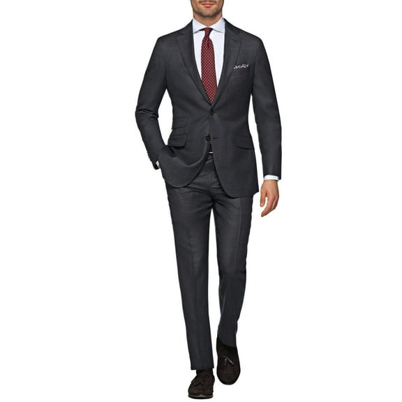 Mens Ticket Pocket 2-piece Charcoal Gray Cotton Modern Fit