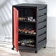 thumbnail image 2 of Italhome Mueble De Plástico En Color Negro Rojo con 3 Repisas, Cajonera Organizador Multiusos con Ruedas Arno, 2 of 7