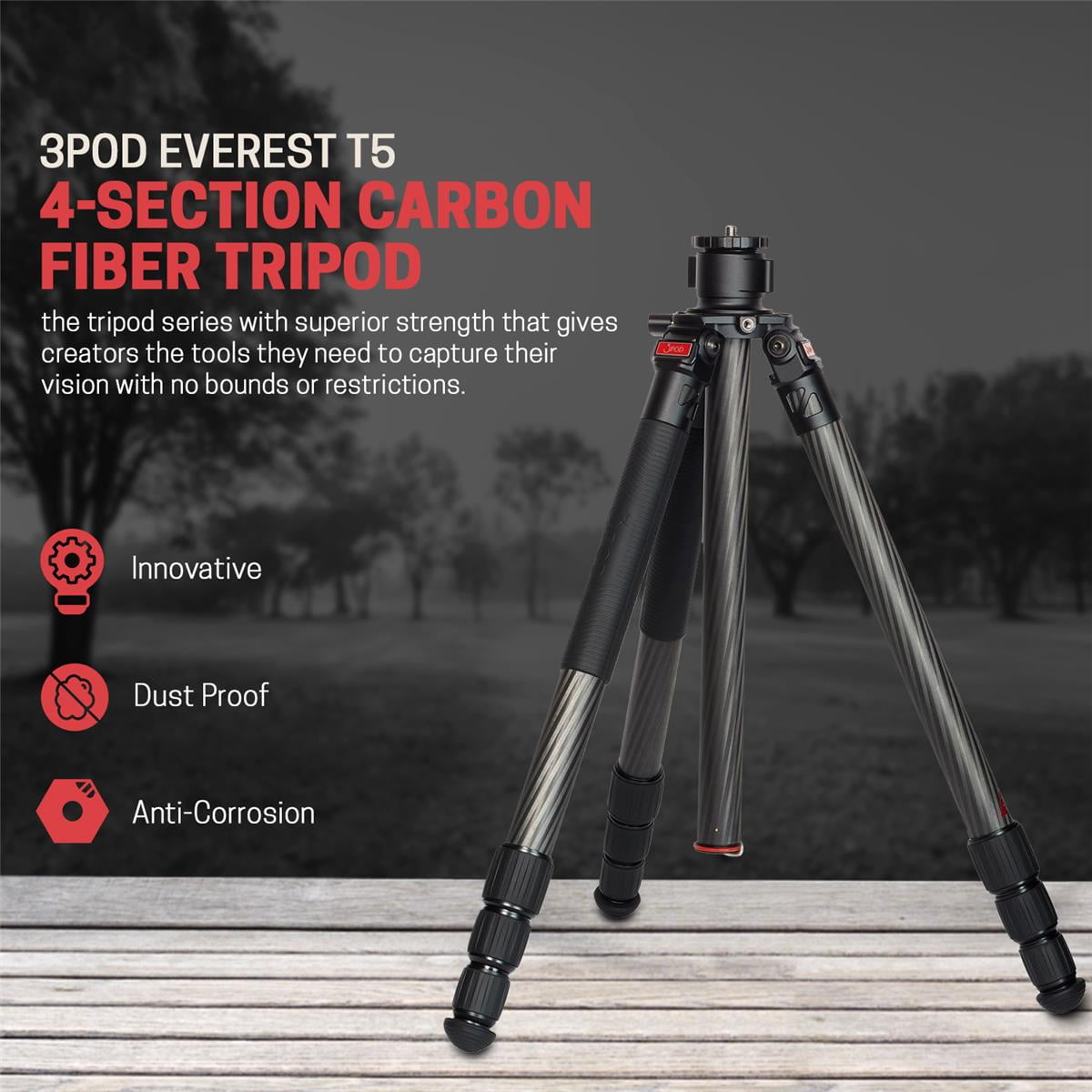 3Pod Everest T5 4-Section Carbon Fiber Tripod