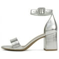 thumbnail image 2 of Cityclassified Shoes Women Low Chunky Block Heel Sandals Open Toe Ankle Strap CAKE-S Silver 8.5, 2 of 5