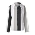 thumbnail image 4 of XuJwPNcy Long Sleeve Shirts for Women Collared V Neck Button down Blouse Tees Fall Color Block Tops, 4 of 4