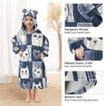 thumbnail image 3 of FORMRS Wearable Blanket Hoodie with Sleeves for Kids Cozy Flannel Sweatshirt, Blue Cats and Hearts, 3 of 7