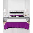thumbnail image 2 of Quilts Twin-XL Size Bedding Set, Modern Striped Lightweight Quilted Comforter, Minimalist Geometric Black Purple Soft Reversible Bedspread Coverlet with Pillow Covers for All Season, 68" x 98", 2 of 7