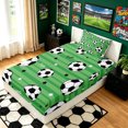 thumbnail image 4 of meiyoeat Soccer Ball Sport Twin Sheets for Boys, Cartoon Stripe Stars Bedding, Green Black, 3 Pieces, 1 Flat Sheet, 1 Fitted Sheet and 1 Pillowcase, 4 of 6