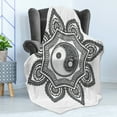 thumbnail image 4 of Black and White Soft Flannel Fleece Throw Blanket, Mandala Yin and Yang Flourishing Nature Ornate Petal Design, Cozy Plush for Indoor and Outdoor Use, 50" x 60", Black and White, by Ambesonne, 4 of 5