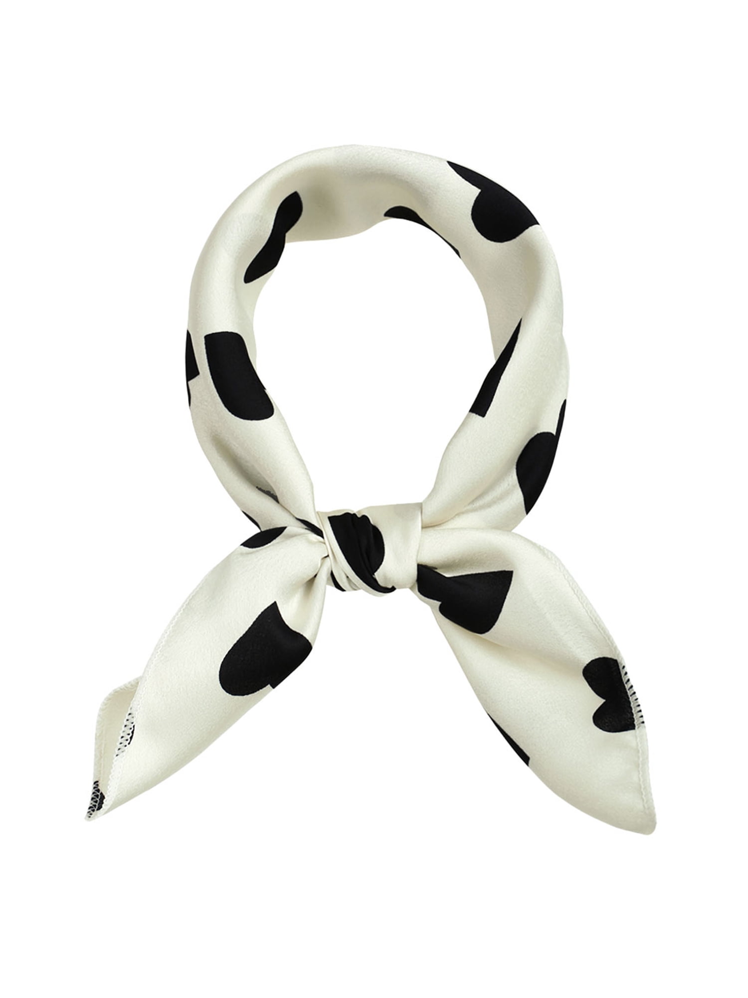 Pleated Mini Square Scarf Bandana Head Neck Wear Silk Satin Print Handkerchief